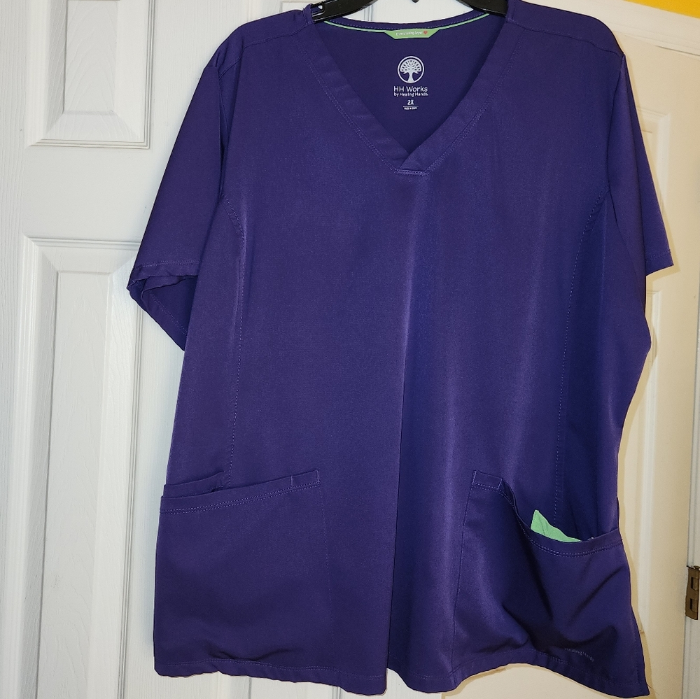 Women's Scrub top,  HH Works by Healing Hands, 2X, purple